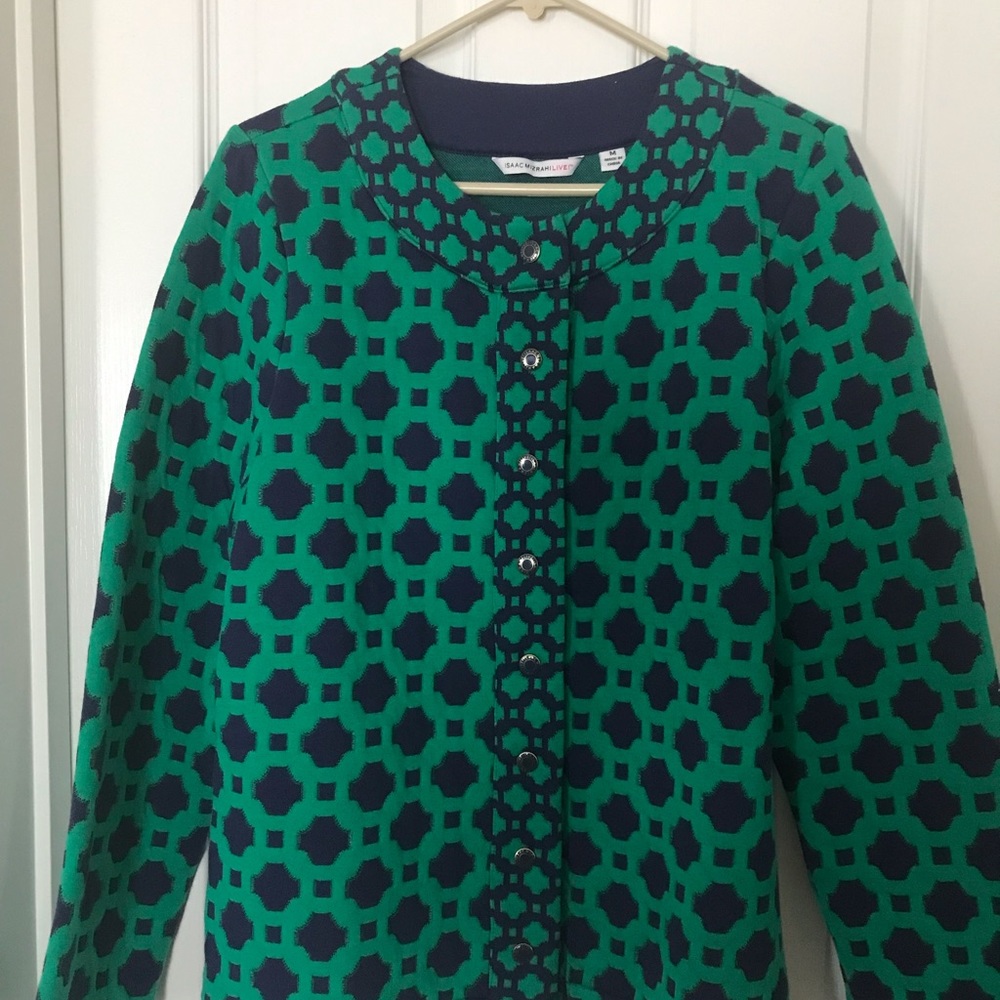 Isaac Mizrahi Lattice Jacquard Knit Jacket
